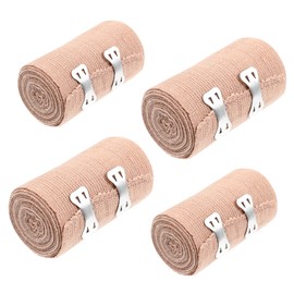 Healifty Elastic Bandage Wrap Pack of 4 + 8 Additional Clips - 2 Inch & 3 Inch Roll Compression Bandage Wrap for Knee Ankle Wrist Stretches to 14 7 Feet Length