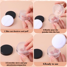YUXIANLB Plastic Empty Travel Small Loose Powder Compact Refillable Makeup Loose Powder Containers with Rotating Sifter and Lid No Leak Travel Holder with Net Sifter DIY Black 4 Pcs