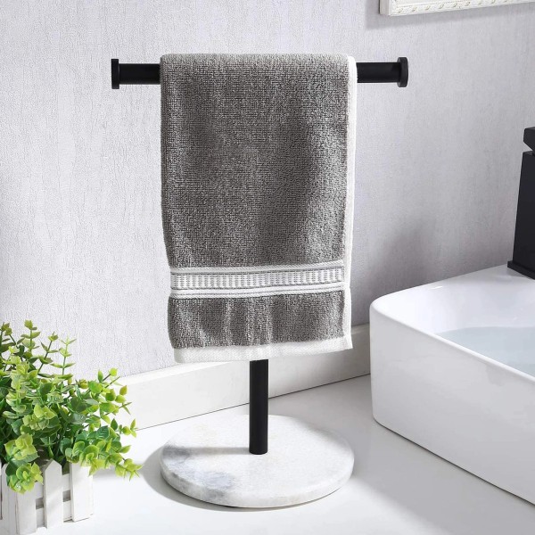 Fivelilyllc Countertop T-Shape Towel Rack Holer with Heavy Weight Marble