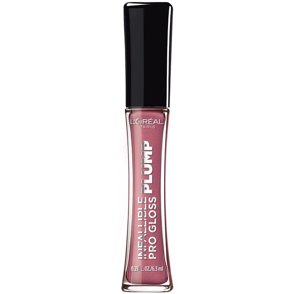 L'Oreal Paris Infallible Pro Gloss Plump Lip Gloss with Hyaluronic Acid, Long Lasting Plumping Shine, Lips Look Instantly Fuller and More Plump, Mauve Glow , 0.21 fl. oz.