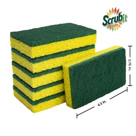 Cleaning Heavy Duty Scrub Sponge by Scrub-it - Scrubbing Sponges Use for Kitchen, Bathroom & More -6 Pack