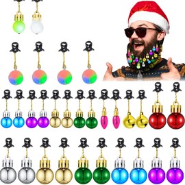 YumSur 30pcs Beard Christmas Baubles Clips Colorful Christmas Beard Hair Baubles Ornaments for Boyfriends Brothers Fathers and Men