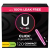 U by Kotex Click Compact Multipack Tampons, Regular/Super Absorbency, Unscented,