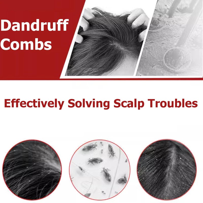 Stainless Steel Fine Tooth Comb Wooden Handle Dandruff Remover Flea