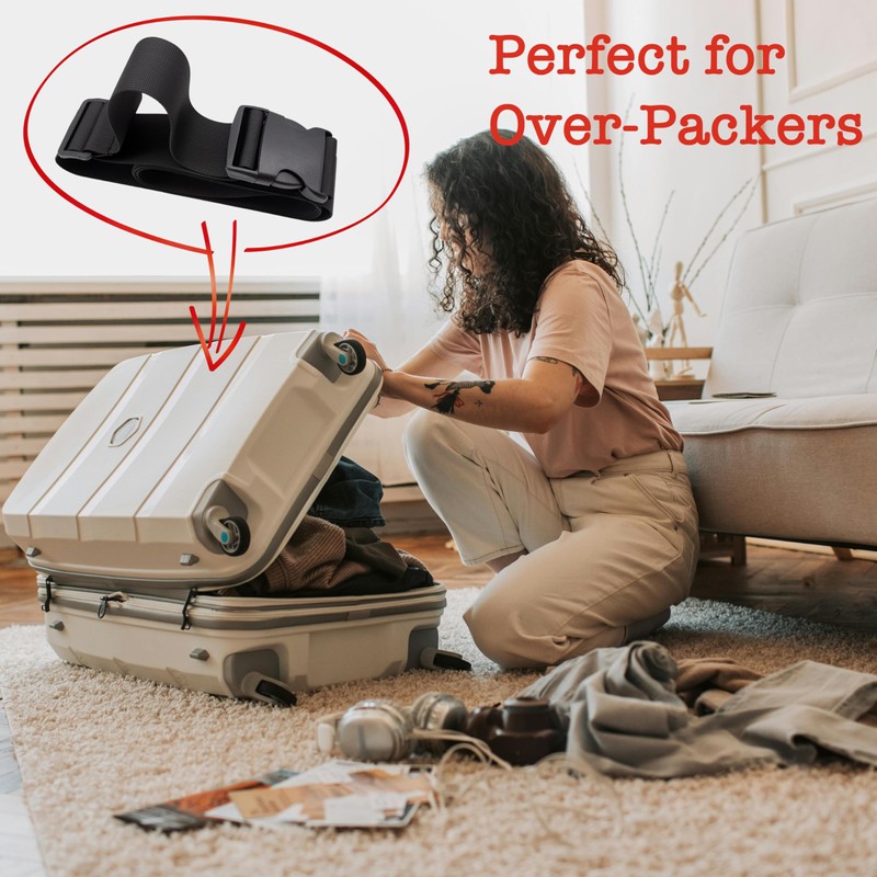 Aburbe 2-Pack Heavy Duty Luggage Straps - Adjustable Securing Belts