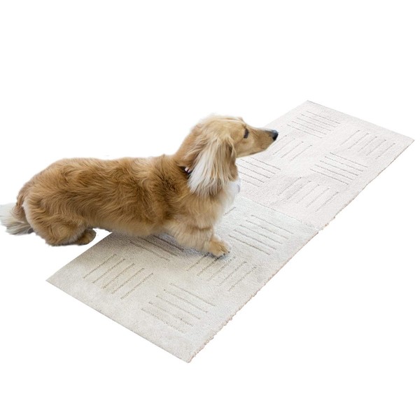 OKA Tile Carpet Beige, Approx. 17.7 x 23.6 inches (45 x 60 cm), 2 Pieces, Pitaplus PET (Joint, Adsorption, Washable)
