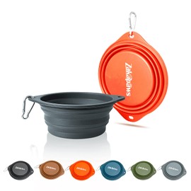 ZAKAPAWS Silicone Dog Travel Bowl, 2 Pack Collapsible Pet Bowl, Foldable No Plastic Rim Pet Feeding Bowls, No Spill Water Cup for Pet