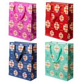 Nu Trend Southwest Gift Bags Assorted Sizes, 4 Piece Paper Gift Bags Bulk for Xmas Holiday Wedding Team Presents, Reusable Plastic Gift Wrap Bags with Handles Medium/Large/Extra Large