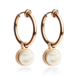 Ohrclips Creolen Roségold • Clip Ohrringe mit Charm in beige zum Wechseln • vergoldeter Edelstahl & recyceltes Glas • nachhaltig & handmade • MIX AND MATCH • Ø 18 mm