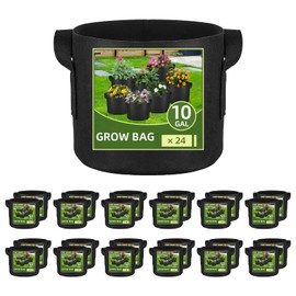 ReFeltidolom 24 Pack 10 Gallon Grow Bags, Heavy Duty Thickened Aeration Fabric Pots with Handles for Vegetable/Flower/Plant