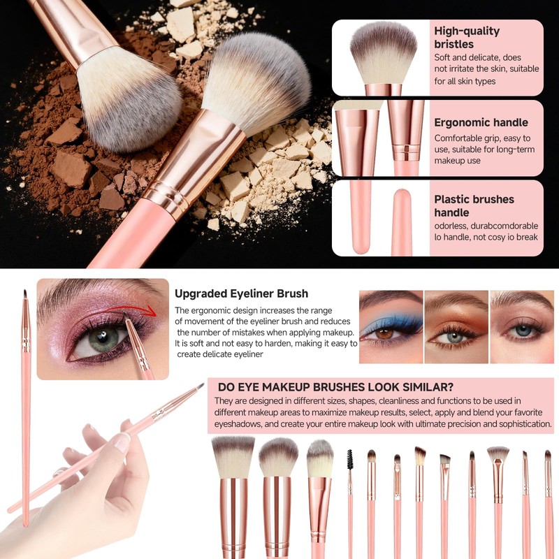 CLRDZN 70Pcs Makeup Brushes Set, Pink Professional Makeup Brush Set
