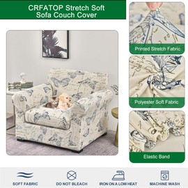 CRFATOP 2 Piece Floral Soft Chair Covers for Dogs Stretch Armchair Cover Slipcovers for 1 Seater Chair Slip Cover Washable Sofa Furniture Covers with 1 Individual Cushion Covers,(Small,31)