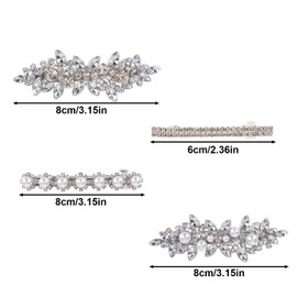 4pcs Rhinestone Hair Clips, Sparkly Silver Rhinestone Hairpin for Women Stylish Barrettes Bling Hair Clip Accessories for Bridal Bridesmaid Wedding Birthday Party (4 Styles)