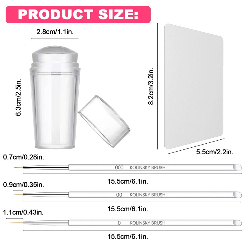 HYWWPFLAY Jelly Nail Stamper & Liner Nail Art Brushes -