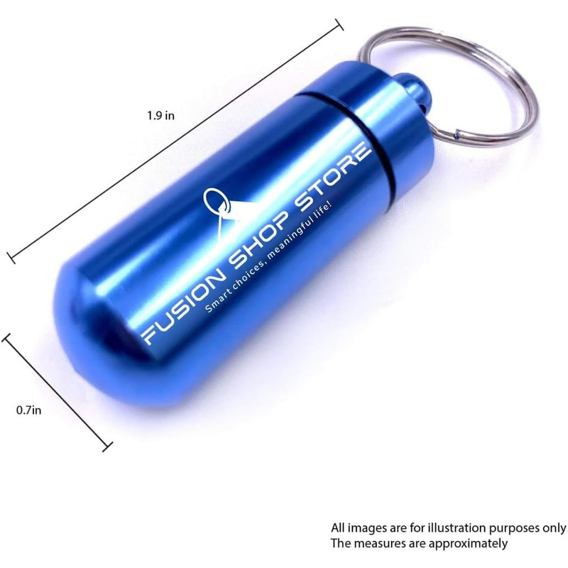 Fusion Shop Mini Keychain Pill Container - Compact Silver Key