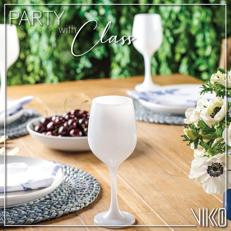 Vikko Decor White Wine Glasses: 11 Oz Fancy Stemware -