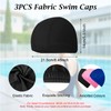 3Pcs Unisex Polyester Swimming Cap, Assorted Colours Fabric Swim Cap,