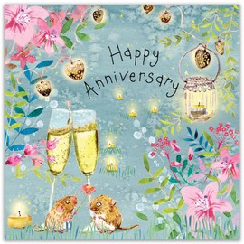 Twizler Anniversary Card - Champagne Mice Happy Wedding Anniversary Card for Couple - Husband Anniversary Card for Him - Wife Anniversary Card for Her - Mum and Dad Anniversary Card