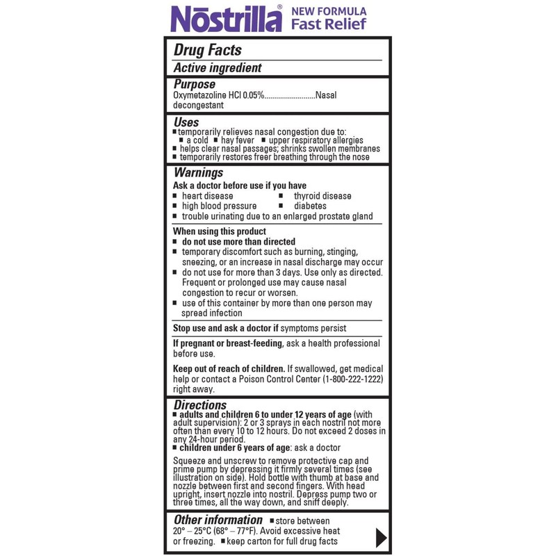 Nostrilla Nasal Decongestant, Effective Relief of Nasal Congestion, Up to