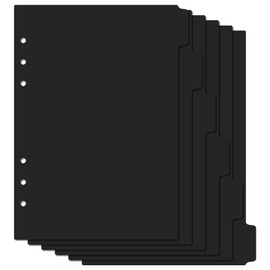 Black Binder Dividers 6-Ring Sturdy Plastic Binder Divider with Tabs 6 Tab Binder Dividers Plastic File Dividers 6 Hole Punch Dividers Suitable for Notebooks and Binders