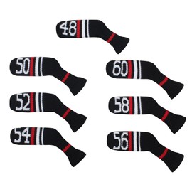 Knitted Wedge Golf Iron Headcovers 7 PCS Club Protector 48,50,52,54,56,58,60 Degree (Black Warning)