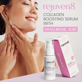 Rejuven8 Collagen Boosting Serum with Copper Peptides & Hyaluronic Acid – Anti Ageing Face Serum for Women – Vegan Skincare – Hydrating Collagen Serum for Fine Lines & Wrinkles – 30ml