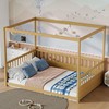 Full Size Canopy Bed Frame with 4 Posters and Guardrails,