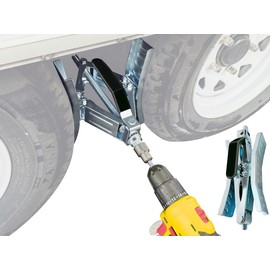 Schumaho Camper Wheel Chock, Heavy Duty Rotatable X Shaped Stabilizer for RV Trailer (Drill Adjusted), 2 Sets of Tire Lock Chocks (Patented)