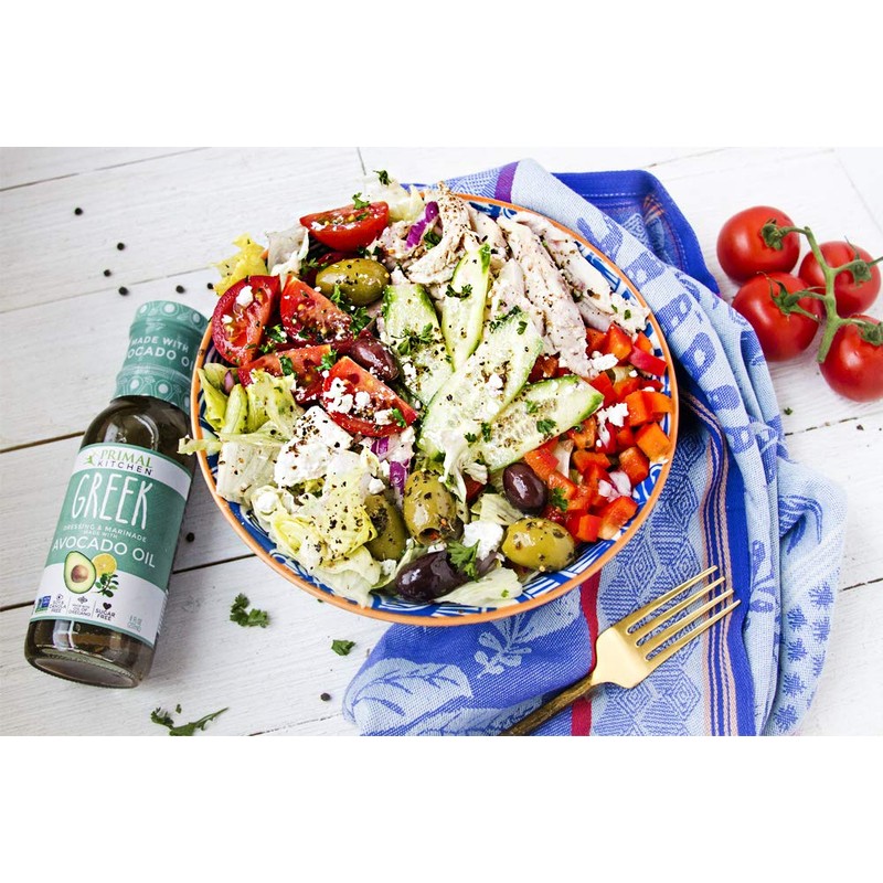 Primal Kitchen Italian Dressing, Balsamic Vinaigrette, and Greek Dressing &