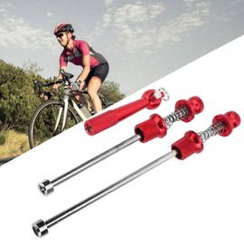 Bike Skewer, Bicycle Quick Release Skewer, Aluminum Alloy Bike Wheel Hub Skewers, Safety Anti Theft Bike Wheel Locking Security for Mountain Road Bikes Cycling Skewer Set (Red)