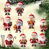 10-Piece Flat Wooden Santa Christmas Ornaments for Tree Decorating –