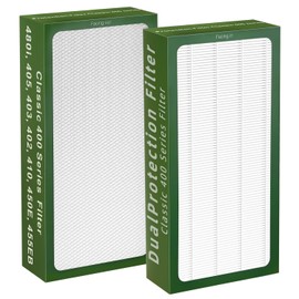 2 Pack Classic 400 Series DualProtection Filter Replacement Compatible with BLUEAIR Classic 400 Series Air Cleaner Purifi-ers, 480i, 402, 403, 405, 410, 450E, 455EB, Filter with Activated Carbon