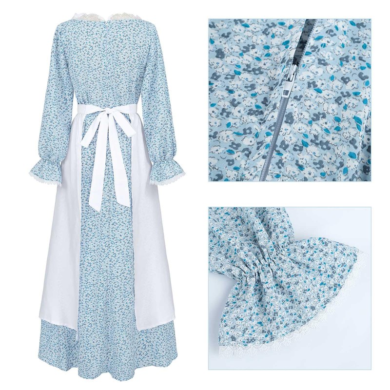 CR ROLECOS Womens Pioneer Dress Floral Prairie Dresses Lace Pilgrim