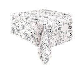 Unique 78413 Pirate Party Coloring Paper Rectangular Table Cover | 1 Pc, Black,54 x 84 inch