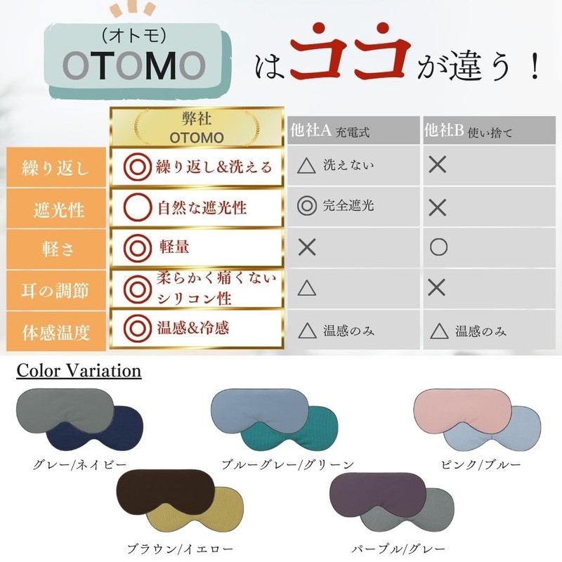 OTOMO Eye Mask, For Sleeping, Ears, Blackouting, Painless, Eye Strain,