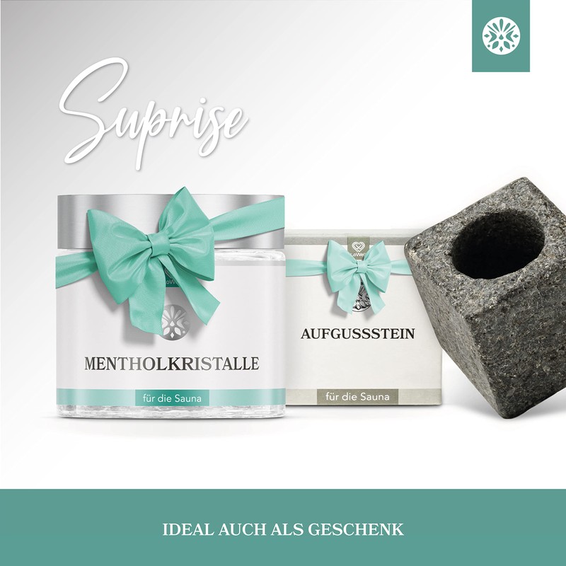 LoWell® - Sauna Set Mentholkristalle 100g + Aufgussstein - Ideale