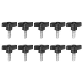 QUARKZMAN Pack of 10 Knurled Screws with T Wing Knobs, M8 x 20 mm, Plastic T-Head Clamping Screw, Wing Screw, Grab Handle, 36 mm Clamping Button, Thumb Screw, Tension Screw, Hand Knob for Machine