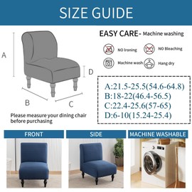 LavishCover Armless Accent Chairs Covers, Thick Armless Recliner Sofa Cover Stretchable, Removable Armless Chair Slipcover for Living Dining Room Hotel (Navy Blue, 1pc)