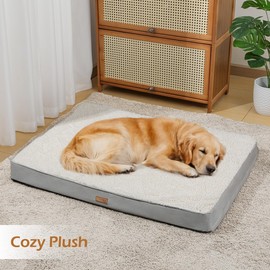 Tivray Plush Dog Bed Cover, Replacement Dogs Bed Covers with 3-Sided Continuous Zipper and Soft Plush, Impermeable Removable Large Dog Bed Cover Mattress Protector, 44x32x3 inch - XL, Cover Only White