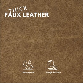 Faux Leather Fabric, Thick Durable Synthetic Repholstery Leather Vinyl, Soft Touch Distressed DIY and Craft Material - Cut by The Yard (Chaps)