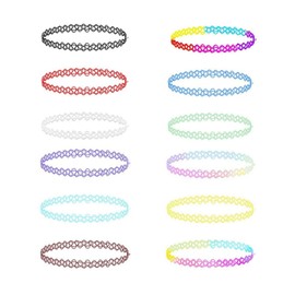 12 Piece Choker Necklace Set, Stretch Choker, Tattoo Chain, Women's Elastic Necklace, Henna Necklace, Rubber Collar Tattoo Chain Jewellery Sets Jewellery Sets Jewellery Stretch Jewellery Sets, Plastic