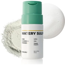 Polvo Limpiador De Poros Con Azufre Acuoso, Enzima Coreana, Polvo De Arroz Y Pha Para Eliminar Puntos Negros, Piel Sensible Y Propensa Al Acné, Brillo Radiante, Piel Con Imperfecciones(50 G /