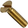 Brass Machine Screw, Plain Finish, Flat Head, Slotted Drive, 1-1/4"