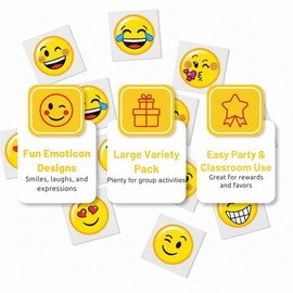 Emoticon Tattoo Assortment - Apparel Accessories - 72 Pieces