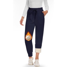 CAMPSNAIL Fleece Lined Sweatpants Women - Joggers for Women with Pockets High Waisted Thermal Winter Warm Pants for Snow