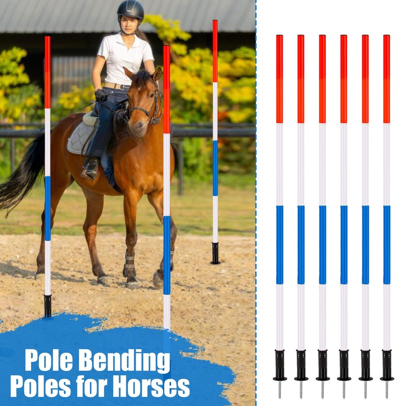 6 Pcs Pole Bending Poles for Horses with Bag, 6FT