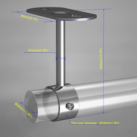 Aopin Closet Rod Brackets 32mm / 1-1/4" Curtain Rod Ceiling-Mount Brackets Rod End Supports Flange Rod Holder Brackets Stainless Steel Brushed Finish, Polished End Supports Brackets with Screws 2 Pcs