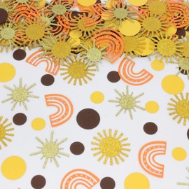 Blopee Sun Confetti, 210 PCS Sun and Rainbow Confetti for First Trip Around The Sun Decorations and Here Comes The Son Baby Shower Decor, Baby Shower Confetti for Sunshine Baby Shower Decorations