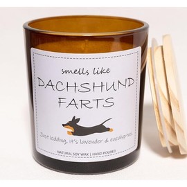 Dachshund Gifts & Decor, Weiner Dog Gifts for Women, Smells Like Dachshund Farts Candle - Lavender & Eucalyptus, Crafted by Natural Soy Wax & Natural Essential Oils
