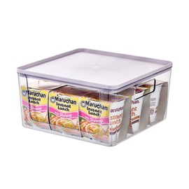 Rosanna Pansino x iDesign Recycled Plastic Open Front Kitchen Storage Bin with Lid, Clear Bin/Lavender Sprinkles Lid, 12" x 12" x 6"